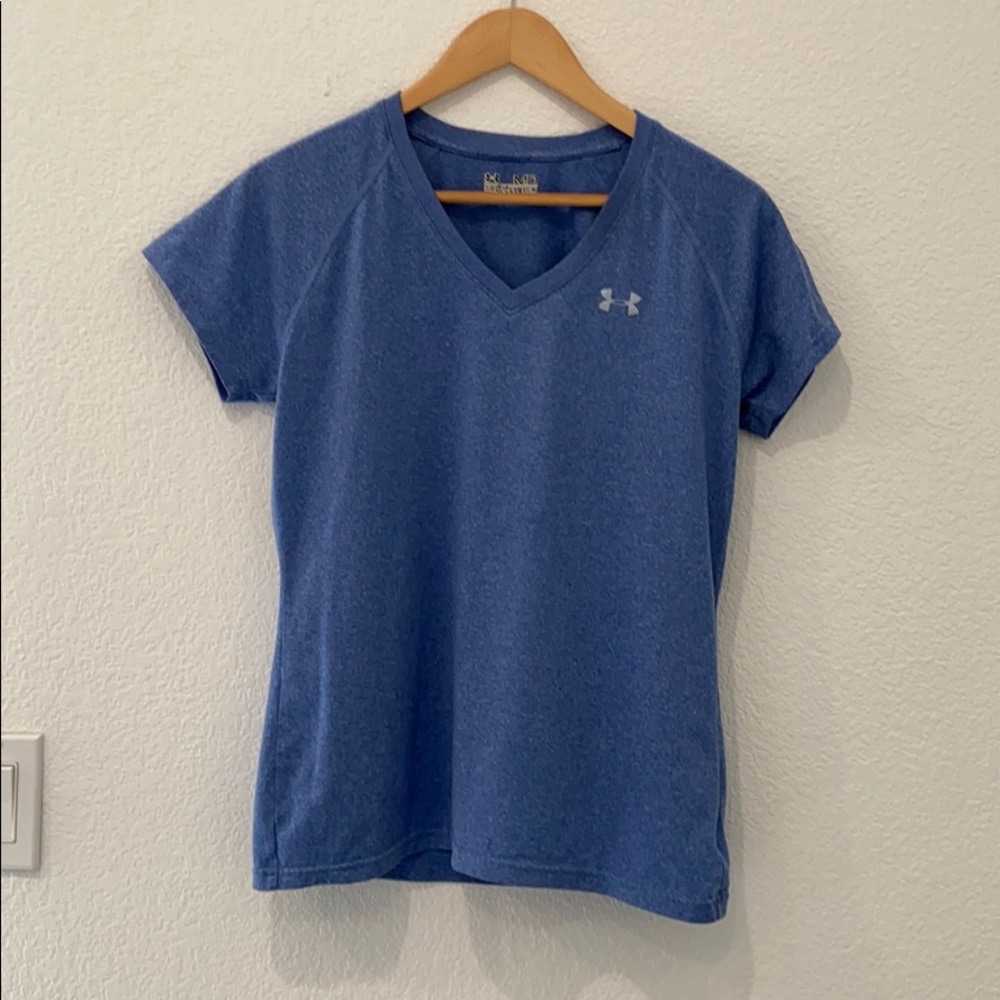 Blue Under Armour V Neck Tee Medium